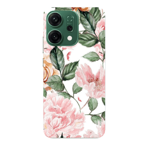 Oppo RENO 14 Pink rose and laves Transparent Silicone TPU Θήκη